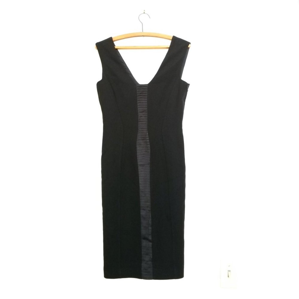VERSACE | Wool Silk Sheath Midi Dress Black Small